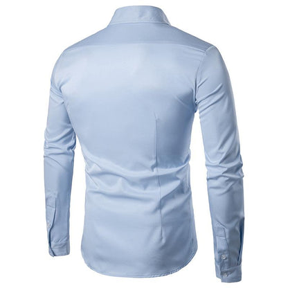 Men's Fashion Youth Solid Color Henry Stand-Up Collar Underwear Shirts