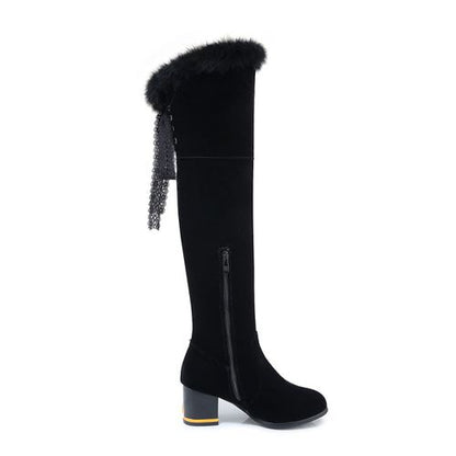 Women Fur High Heels Tall Boots