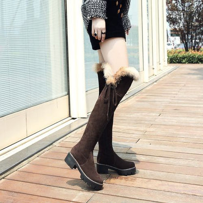 Women Suede High Heel Tall Boots