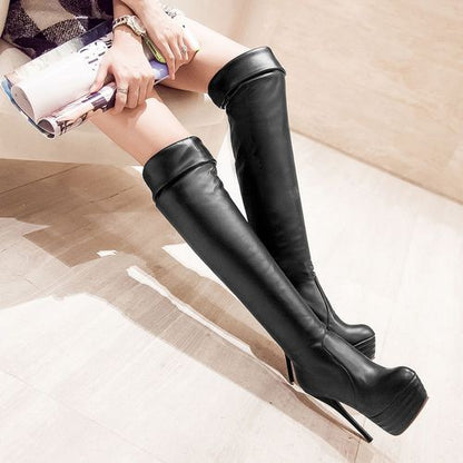 Women High Heel Platform Thigh High Boots