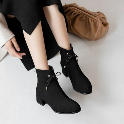 Women Knot Low Heels Short Boots