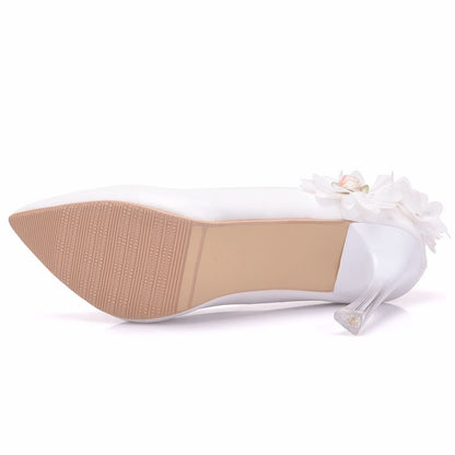 Women Crystal Pointed Toe Flora Stiletto Heel Wedding Pumps