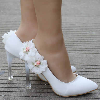 Women Crystal Pointed Toe Flora Stiletto Heel Wedding Pumps