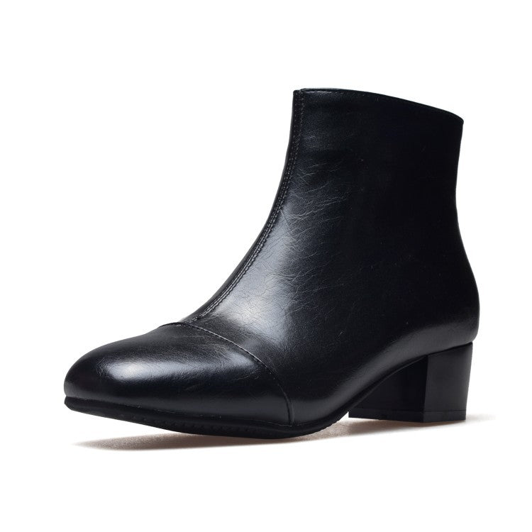 Square Toe Chunky Heels Short Boots 3409 – Shoeu