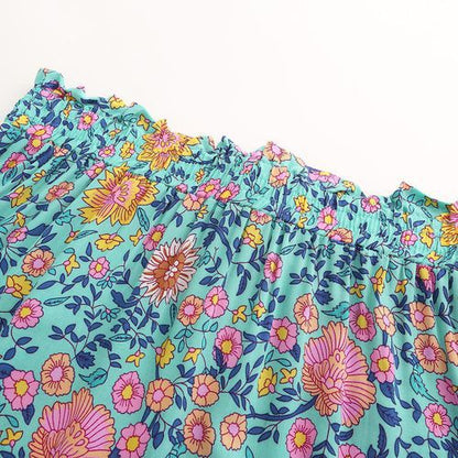 High Waist Printed Split Joint Holiday Cotton Short Women Skirts