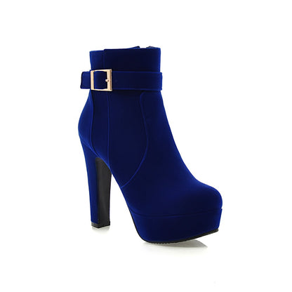 Women High Heels Platform Ankle Boots Buckle Shoes Woman