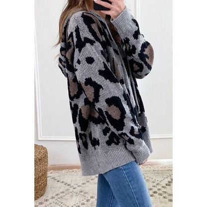 Leopard Print Hoodie Thick Sweater for Women