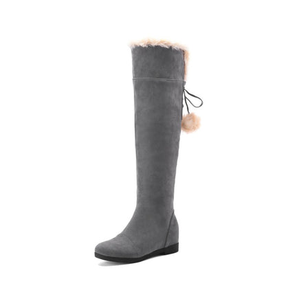 Women's Fur Wedges Tall Boots