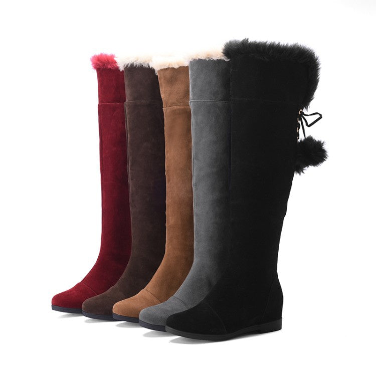 Women's Fur Wedges Tall Boots