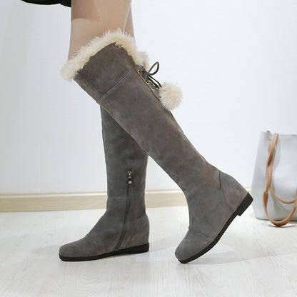 Women's Fur Wedges Tall Boots