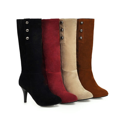 Suede High Heels Tall Boots Woman Shoes