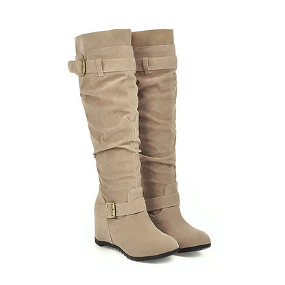 Buckle Belt Tall Boots Woman Shoes