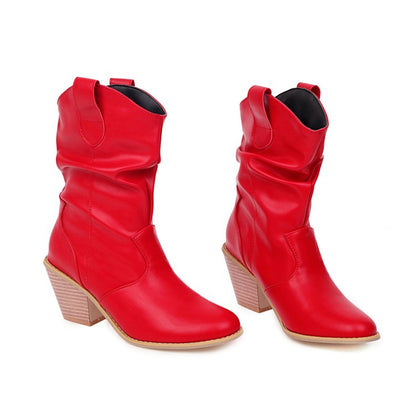 Women's High Heeled Chunky Heel Ankle Boots