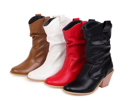 Women's High Heeled Chunky Heel Ankle Boots