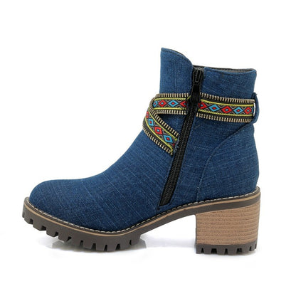 Women's Denim Short Boots Shoes Woman