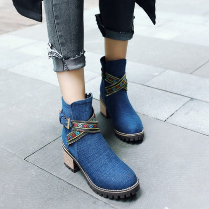 Women's Denim Short Boots Shoes Woman