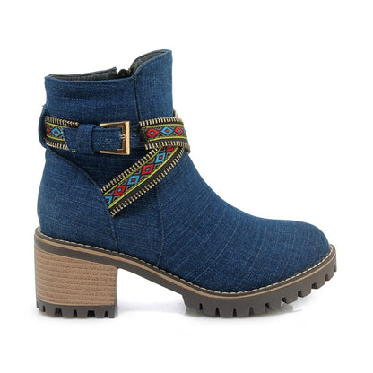 Women's Denim Short Boots Shoes Woman