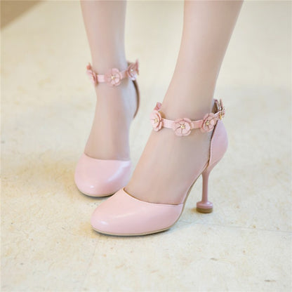 Women Flowers Mary Jane High Heels Sandals