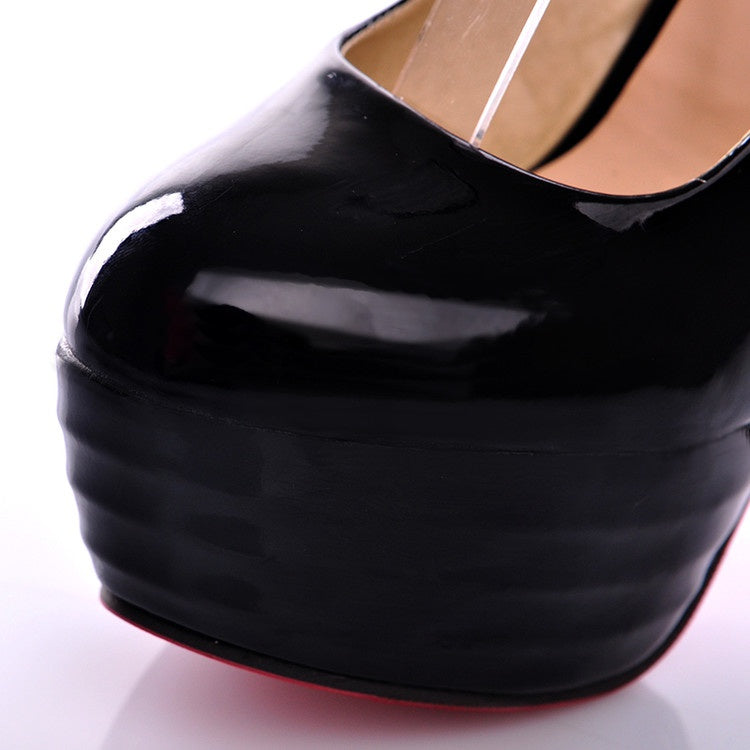 Women Round Toe High Heels Platform Pumps