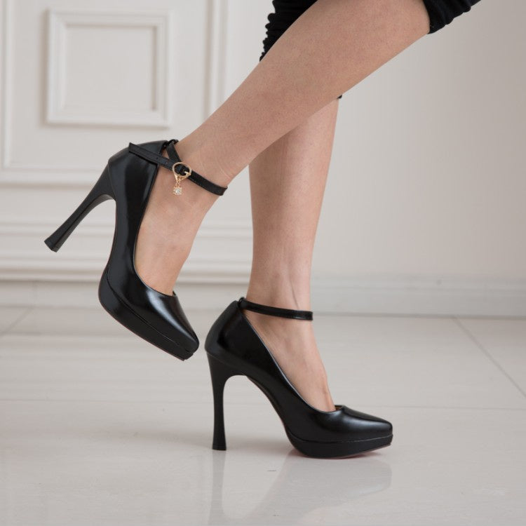 Women Pointed Toe High Heel Platform Pumps