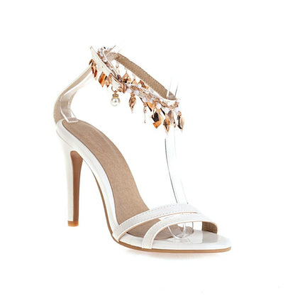 Women Pearl Buckle Belt High Heel Stiletto Sandals