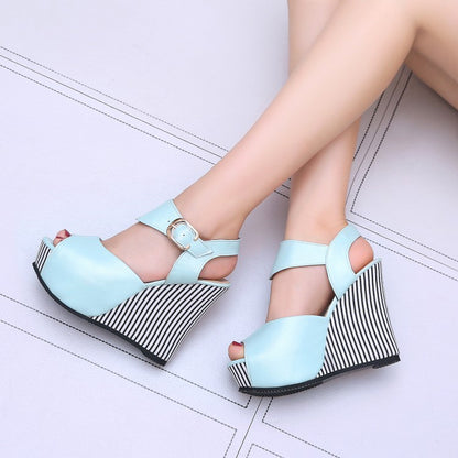 Women Peep Toe Platform Wedges High Heel Sandals