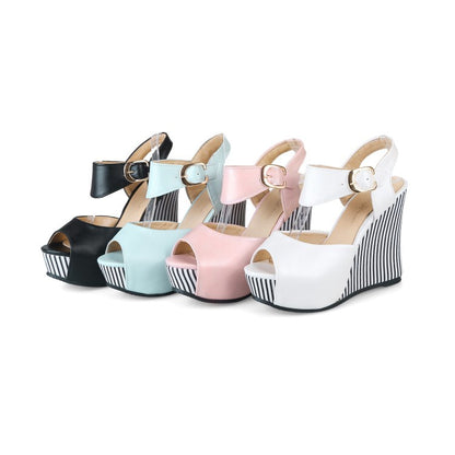 Women Peep Toe Platform Wedges High Heel Sandals