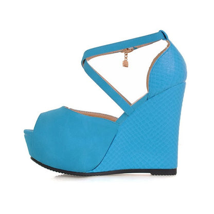 Peep Toe Women High Heel Platform Wedges Sandals