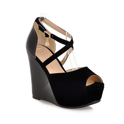 Peep Toe Women High Heel Platform Wedges Sandals