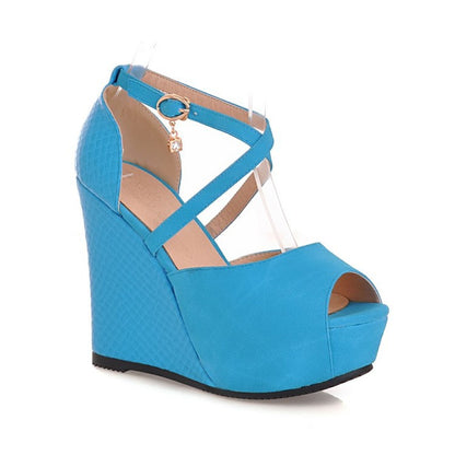 Peep Toe Women High Heel Platform Wedges Sandals