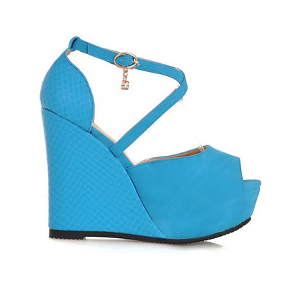 Peep Toe Women High Heel Platform Wedges Sandals