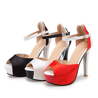 Women Buckle High Heel Platform Sandals