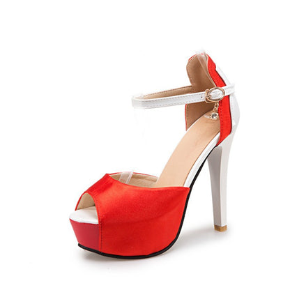 Women Buckle High Heel Platform Sandals