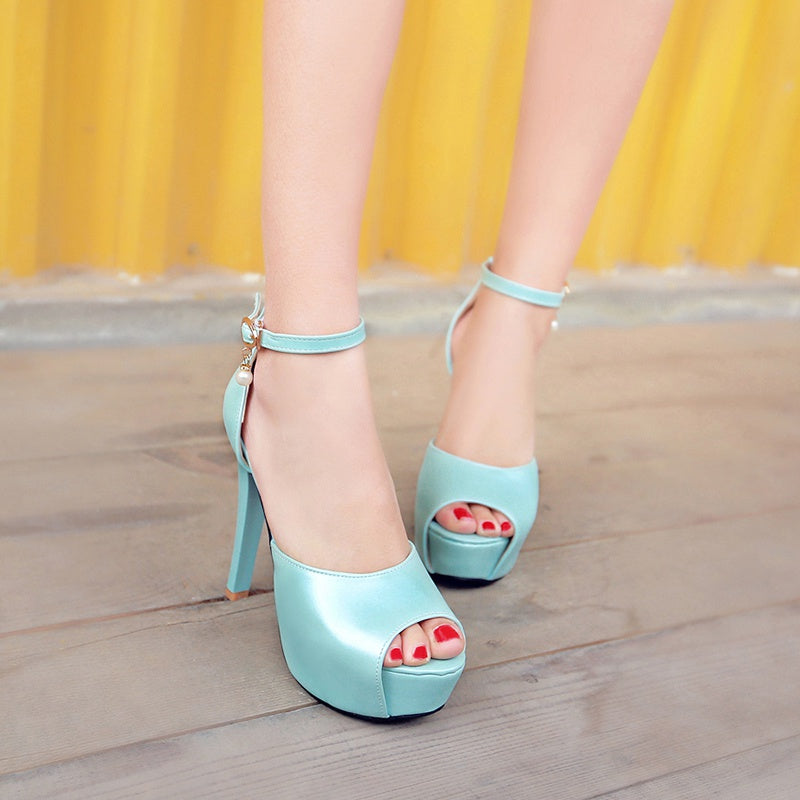 Women Ankle Strap High Heel Platform Sandals