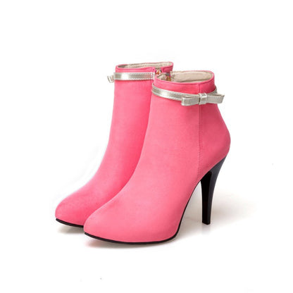 Women Knot Zipper Stiletto High Heel Ankle Boots