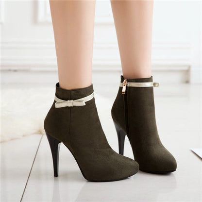 Women Knot Zipper Stiletto High Heel Ankle Boots