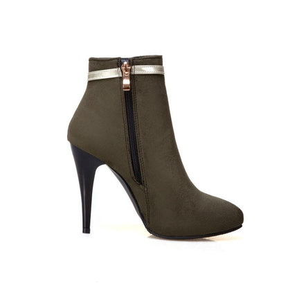 Women Knot Zipper Stiletto High Heel Ankle Boots