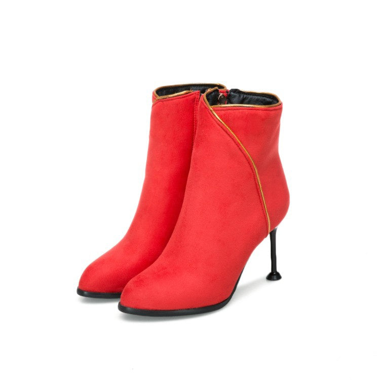 Women Pointed Toe Stiletto High Heel Ankle Boots