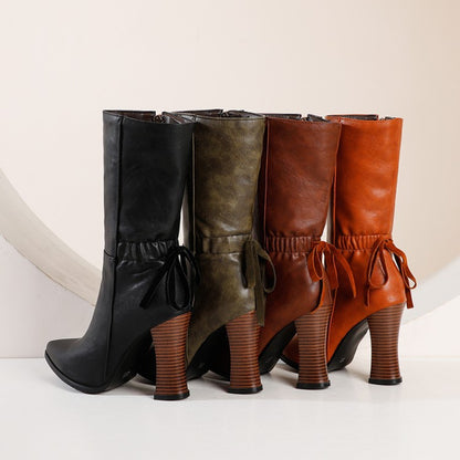 Women Pointed Toe High Heel Short Boots