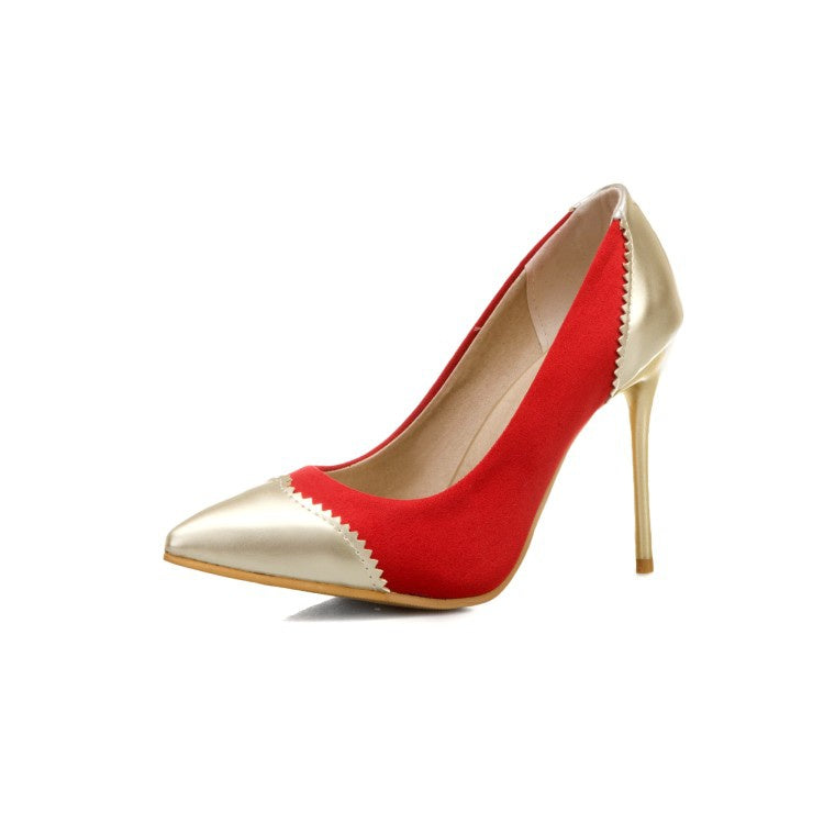 Pointed Toe Women Gold High Heels Pumps Wedding Shoes