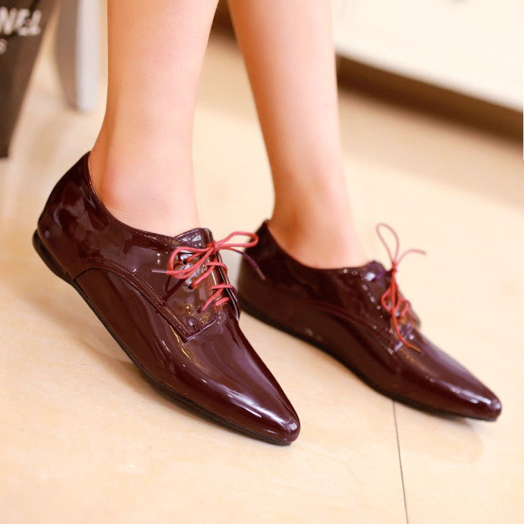 Women Patent Leather Flats Shoes