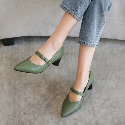 Women Mary Jane High Heel Chunky Pumps