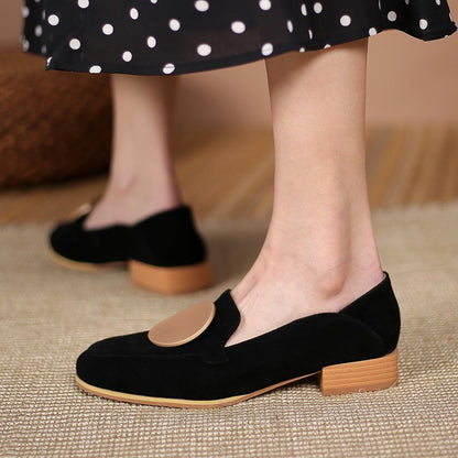 Women Metal Low Heel Chunky Pumps