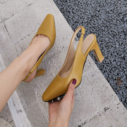 Women Slingbacks High Heel Chunky Pumps