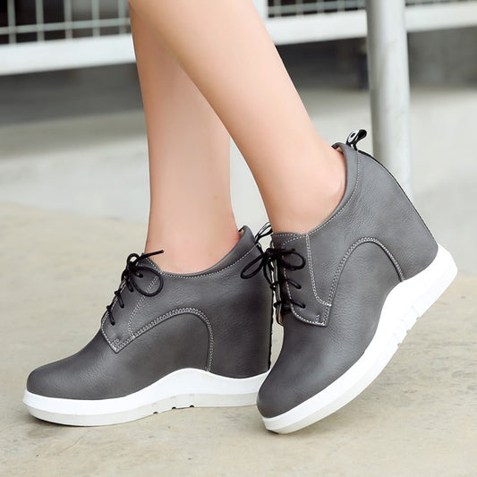 Women Lace Up Platform Wedges Shoes