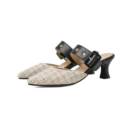 Pointed Toe Buckle Women High Heel Chunky Sandals