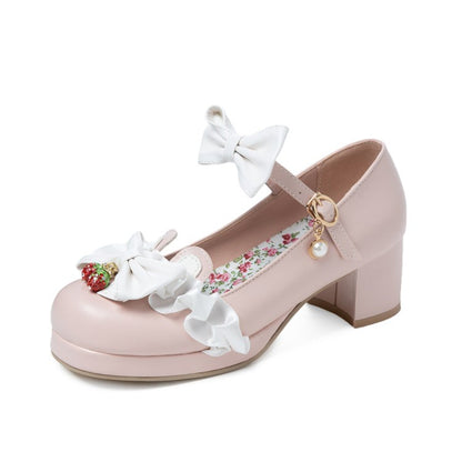 Women Pumps Mary Janes Shoes with Bowtie Pearl