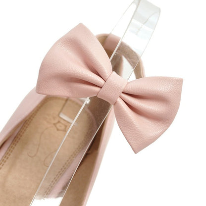 Women Ankle Strap Bowtie Platform Pumps High Heels Shoes