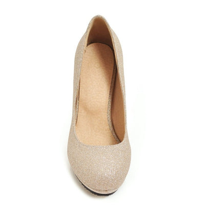 Women Glitter Platform Pumps High Heels Wedding Shoes