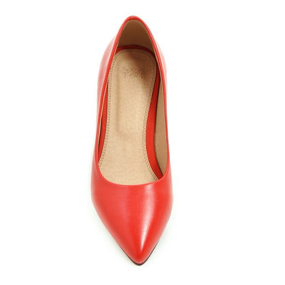 Women Pointed Toe Pumps Low Heeled Shoes